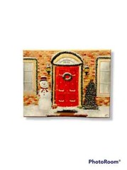 Medium 11″ x 14″ „Christmas at Your Front Door“ Acrylic Painting on Canvas