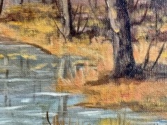 Texas Artist Vivian Love Original Framed Oil Painting Texas Fall Landscape 18×24