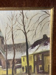 Early VTG European Impressionist Oil On Board Church Scene Louis De Saeger