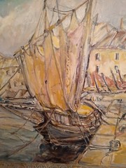 Reduced- Vintage Oil Painting by HORACE JAMES GAINE 33 1/2 × 27 1/2 Inches