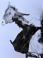Ink On Cardboard Alain Donate 16”x 23”cuban Original Artist SURREAL ART signed