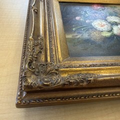 15.5″x13.5″ Ornate Gold Framed Floral Still Life Painting Roses Bouquet SIGNED