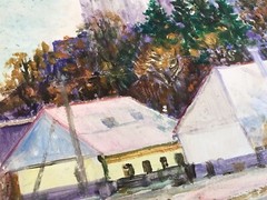 Vintage Original Plein Air Painting on Linen by Ukrainian Artist Signed 8.5 X 12
