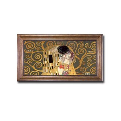Bronze Framed The Kiss (Det-Grey) by Klimt Canvas Artwork 12in x 20in Frmd Size