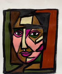 Messa Art: Inner Mosaic- Acrylic Cubism Neo Expressionism 11×14 Paper Signed Art