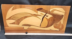 1950s Abstract Italian Italy Marquetry Panel Wood Inlay Vintage Antique