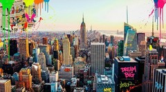 New York Dream Big Photo Manipulation Pop Art Street Art XXL 150×80 cm Acrylic Glass