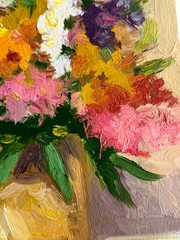 Flowers Painting Original Oil Signed Canvas Impasto Contemporary Textured Art