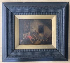 17th Century Dutch Old Master Genre O/b Interior w Figures Circle of Van Ostade