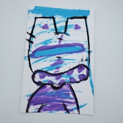 Futuristic Graffiti Cat Original Painting On Paper By NYC Graffiti Artist PUKE