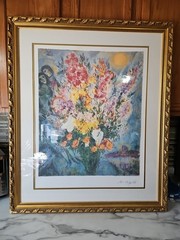 Vintage MARC CHAGALL Picture Signed And Titled „YELLOW BOUQUET“ 104/500
