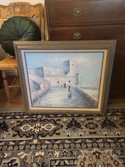 Vintage Oil Painting Pueblo Indian Native American Original Signed Framed 30×26″