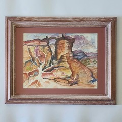 Mary Lou Ray Greer Original Watercolor Painting Southwest Desert Canyon Framed