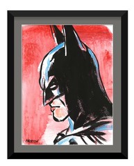 9×12 Batman profile Original Painting Superhero Pop Art Comic Book Inspired Art