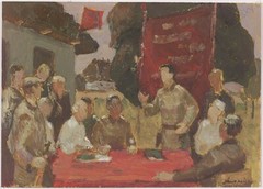 Michail Andreichuk (1927-2020) „Communist Party Meeting in Kolkhoz“, 1960s (1)