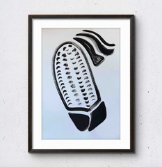 Original Acrylic Painting Aztec Corn Abstract 11×14 Paper Black White Signed