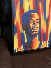 Basketball Star Oil Painting Framed 21 1/2 X 17 1/2 WHO IS HE?college?