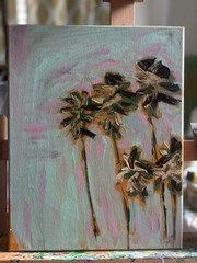 UNFRAMED Palm Trees Original painting on Сanvas wall-art signed