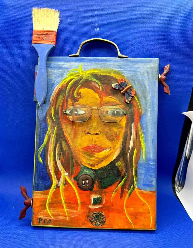 Painting Handmade oil young original decor Length 13.7 inches Width 6.3 inches