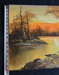 G.WHITMAN SUNSET RIVER LANDSCAPE ORIGINAL OIL ON CANVAS PAINTING,16″x20″unframed