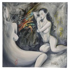 Oil Painting on Canvas titled „Quandary“ by Master Artist Oksana Grineva 24 X 24