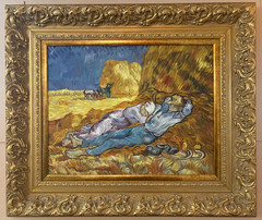 Noon Rest from Work framed VAN GOGH repro hand-painted oil on canvas BEAUTIFUL!