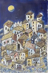 Old Village Of Provence Under The Moon Acrylic On Paper From 2016 Palmade