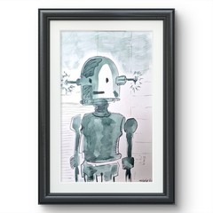 Green Monochrome Fantasy Nostalgia Watercolor Living Room Home Decor Art 8 x 5