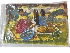 VTG GM Choo Batik Fabric Painting 31×21 Malaysian Culture Art Picnic Tropical