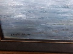 Vintage oil on canvas. 21 x 27 Boat at dock. Nice painting.