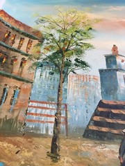 Original Oil Painting City 24 x 36 Inches #19