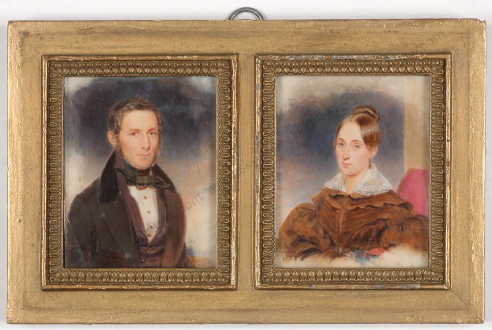 Alois Anreiter (1803-1882) „Viennese married couple“ two miniatures, 1830s (m)