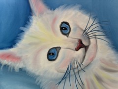 Original Oil painting art on canvas 11 x 14 in portrait colorful abstract cat