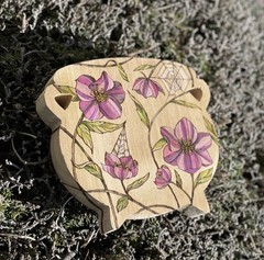 Cauldron Wood burning OOAK floral Witchy Art CalicoCallieInk Pagan Spooky