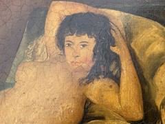 ORIGINAL 1950s OIL PAINTING IN STYLE OF A FRANCISCO DE GOYA COPY LA MAJA DESNUDA