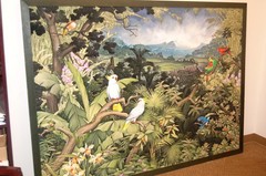 HUGE Balinese Flora Fauna Painting. Over 5 feet high, 6 1/2′ feet wide
