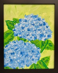 Hydrangea Blues 8×10 Framed Original Acrylic Floral Theme Wall Art Home Decor