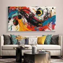 red hand painted 1 piece abstract canvas art wall decor for living room