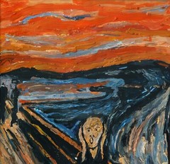 Painting Oil on Canvas The Scream Homage Gilt Framed Michal Bosza 1983