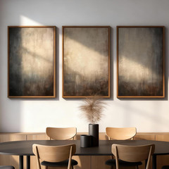 Extra Large Handmade Textured Canvas Art Set, 3 Pcs Neutral Abstract Decor