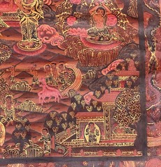 BUDDHA LIFE /WHEEL OF LIFE MANDALA ORIGINAL MASTERPIECE TIBETAN THANGKA PAINTING