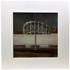 1990s Contemporary Painting CONEY ISLAND Roller Coaster CYCLONE New York NY