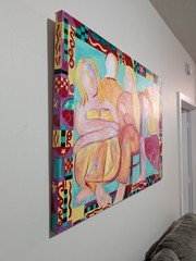 Original Large Mid Century Style Modernist Oil Painting Signed Gail Howard 30×40