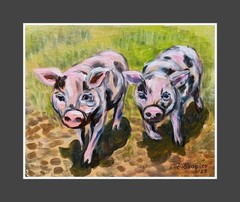 Original Acrylic painting 8×10 Pigs Farm Animal Wall Art
