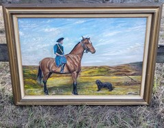 Signed Hungarian Sheep Herder Painting 43″x31″ Feb 1975