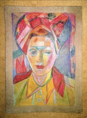 Mystery Vintage Cubist Mixed Media / Portrait Of Woman / ~ 8 x 11” / Unframed