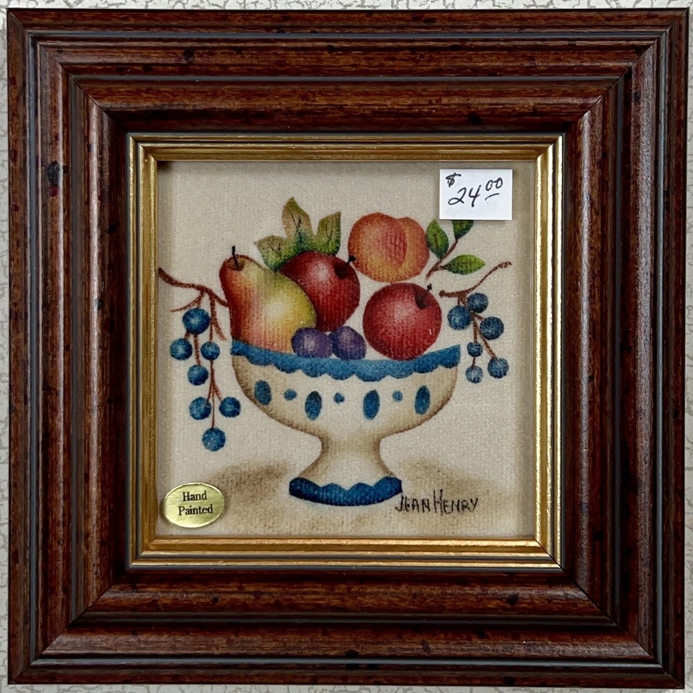 Theorem Painting by Jean Henry “Fruit in Blue Compote Bowl” 3×3 (83)