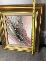 Rare Framed Vintage Painting 3D Textured Deco Abstract Art Signed D. Pilar