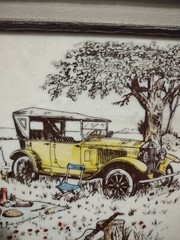 David R. Mueller “A Summer Day” Etched Marble 149/885 Hand Painted Framed