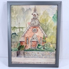 Mary L Kooyers Watercolor Painting St Pauls Brighton Michigan Church Framed Art